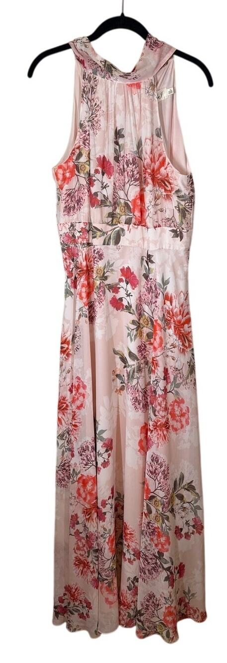 Eliza J Floral Halter Neck Sleeveless Maxi Dress Size 10 Women Pink